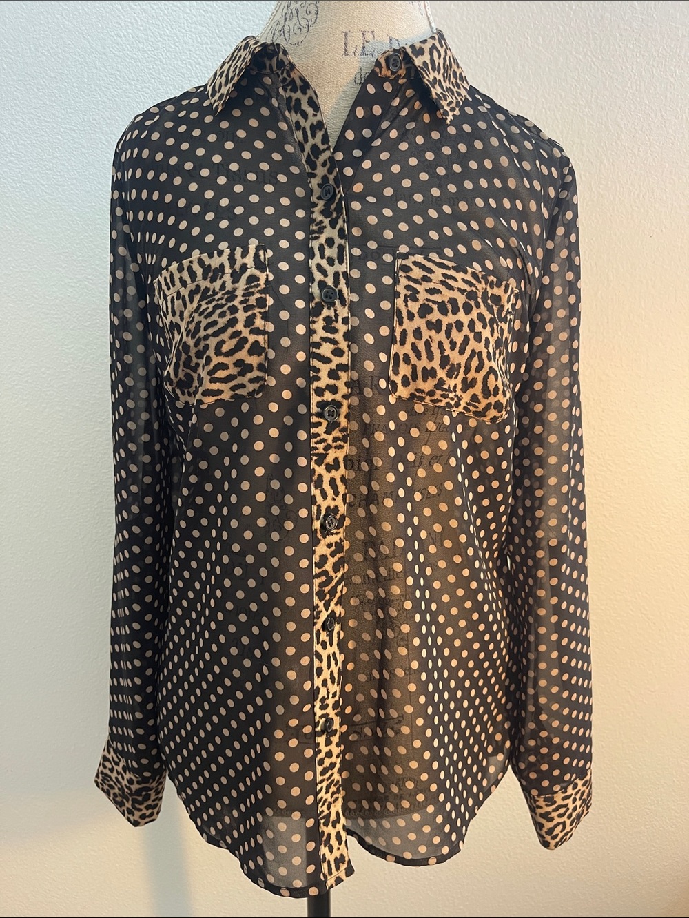 INC 🐆Leopard 🖤🤎 Polka Dot Top ~ Medium